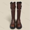 Fashion Women Chunky Platform Knee-High Boots Punk Leather Long Boot Woman High Heels New Autumn Winter Knight Boots Motorcycle Booties
