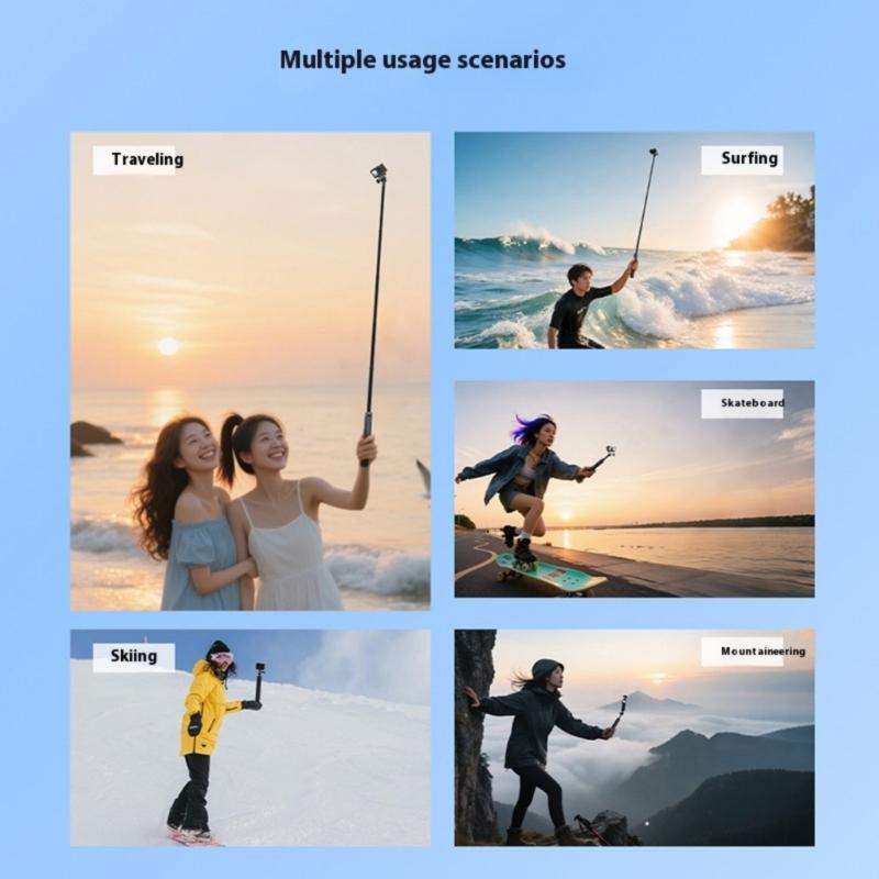 Portable Selfie Stick With Tripod Stand Accessories Extension Telescoping Selfie Stick Tripod for Action Camera