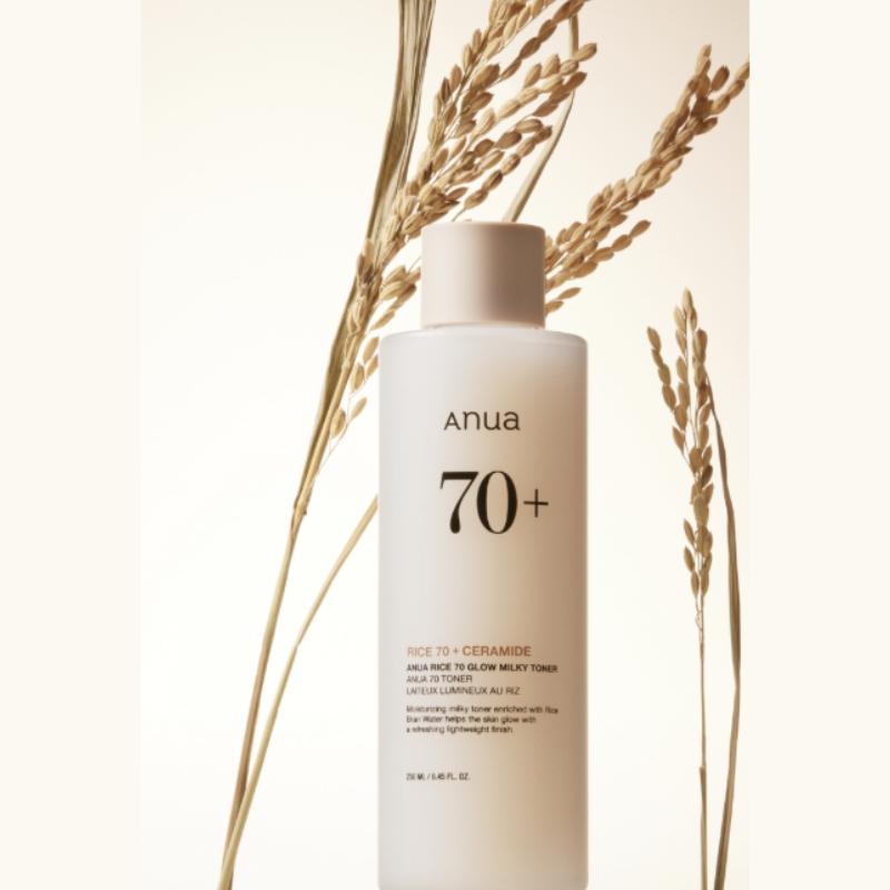 Anua Rice 70 Glow Milky Toner (250ml) | 70% Rice Bran Water & Niacinamide | Korean Rice Water Toner | Hydrating & Brightening Daily Toner