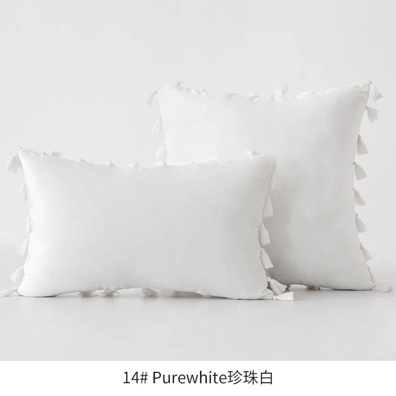 Medicci Home Velvet Soft Solid Decorative Throw Pillow Cover with Tassels Fringe Boho Accent Cushion Case for Couch Sofa Bed