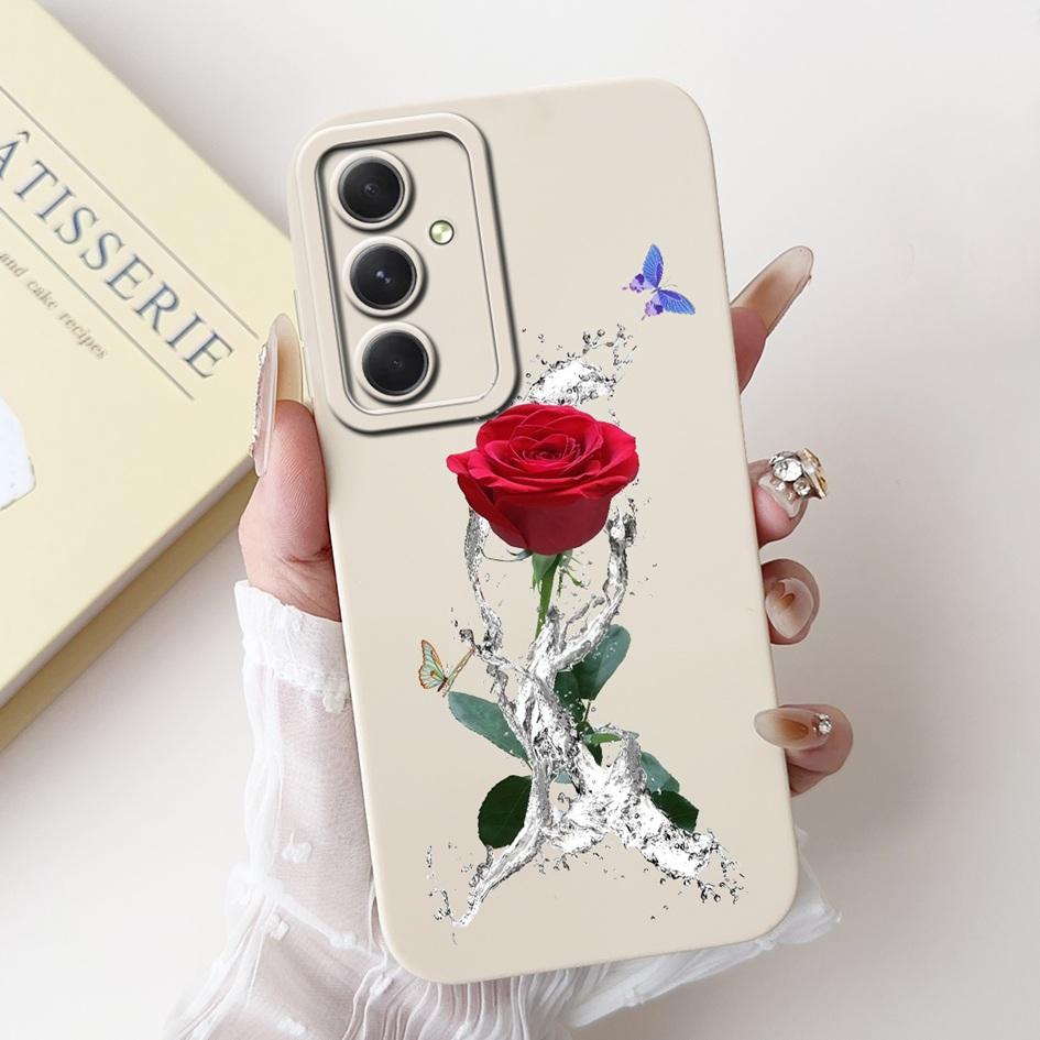 Case For Samsung Galaxy A53 A54 A55 5G Cover SM-A536B SM-A546V SM-A556B Shockproof Funda Fashion Flower Soft Silicone Matte Etui