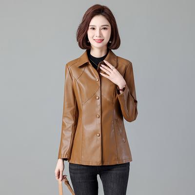 Chaqueta de cuero PU corta para mujer Otoño e Invierno nueva versión coreana chaqueta de cuero grande ajustada chaqueta pequeña para mujer