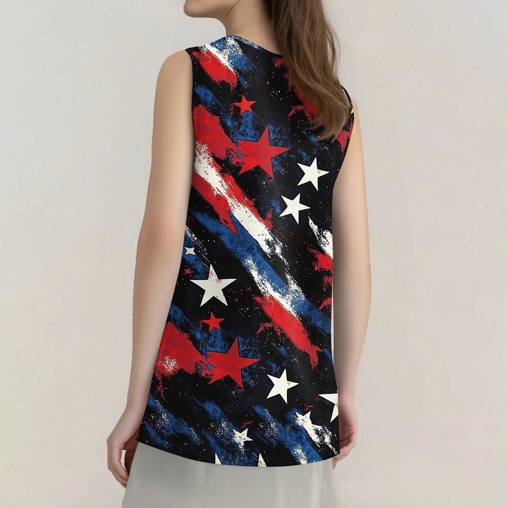 Womens Tank Top V Neck Basic Printed Casual Flowy Sleeveless Deep Side Cut Tops For Women