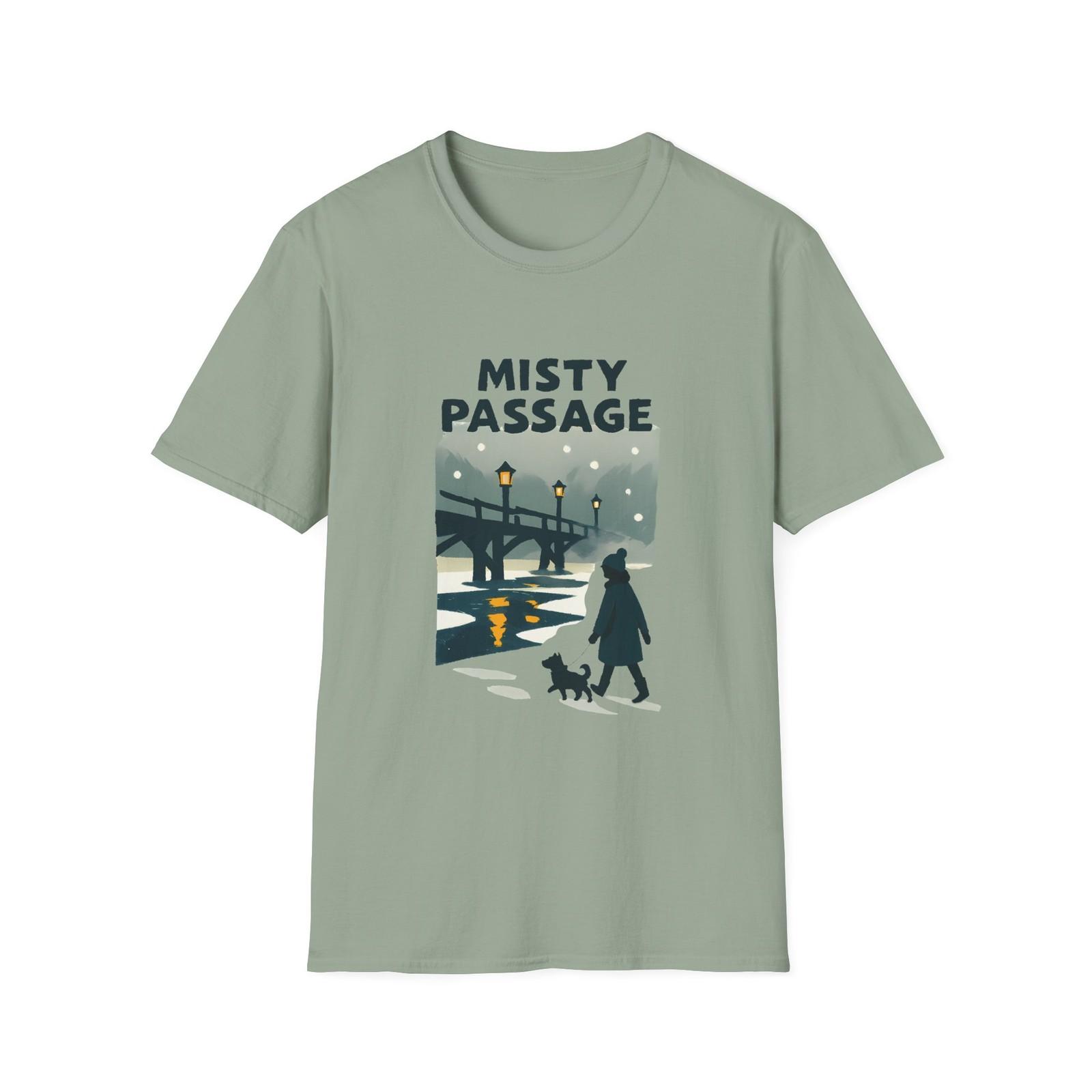 Unisex Softstyle T-Shirt Mens Womens Tees Top Woman Dog Snowy Bridge Lantern Christmas Winter Gift XL