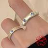 BF CLUB Silver Color Rings for Women Simple Geometric Handmade Irregular Retro Ring Blue Stone Fashion Allergy For Birthday Gift