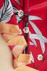 Scarf 90x90 with a red background and blue hydrangea - Energetic Elegance