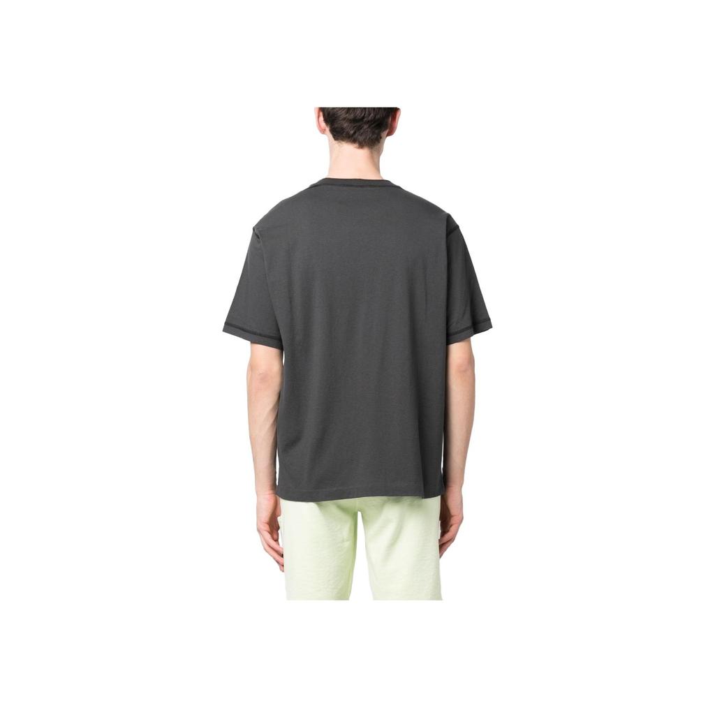 STONE ISLAND Stickerei Logo T-Shirt Anthrazit Herren Oberteile Schwarz 781520957-V0065