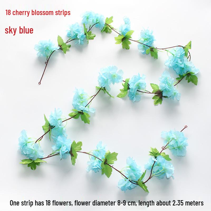 Artificial Rose & Green Leaf Vine for AC Decoration
