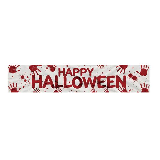 Outdoor Hanging Banners Halloween Fence Banner, 118 x 20 Inch Large Yard Sign Banner Flag, Scary Trick or Treat Party Decor Backdrop Decoration