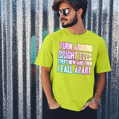 Turn Around Bright Eyes T-Shirt Funky Print Kostümparty Wochenende 80er Damen