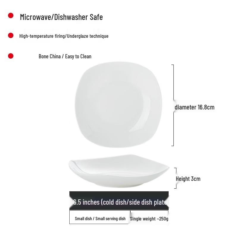 Zhi Shi Simple White Bone Porcelain Square Soup Plate