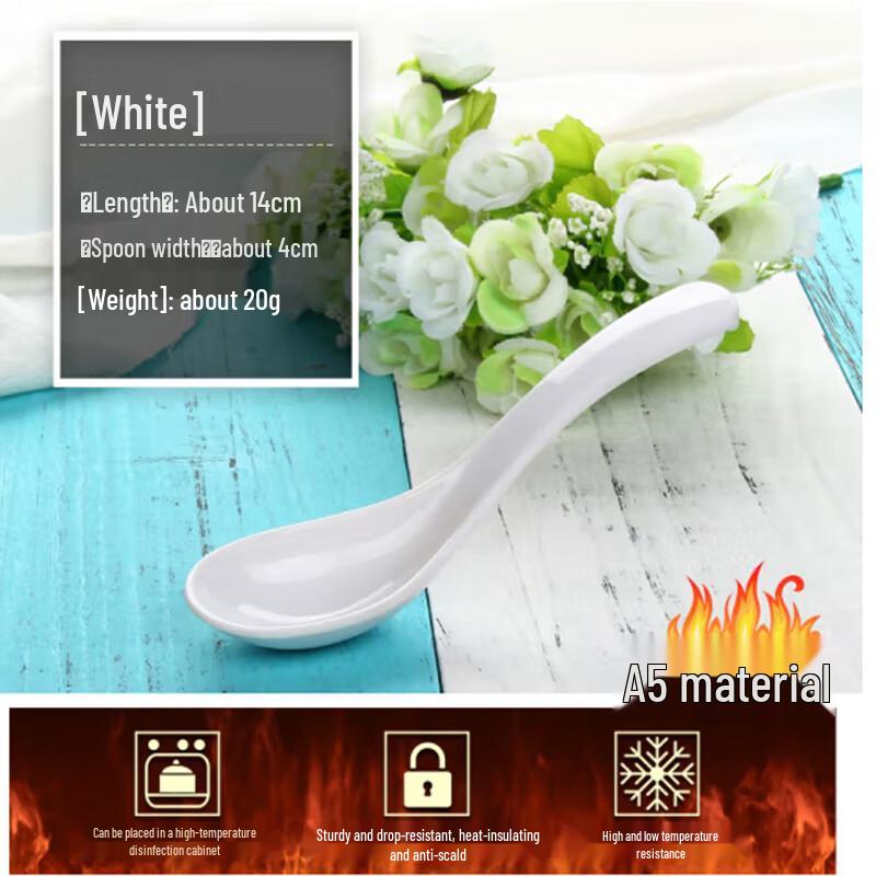 

SPSR A5 White Melamine Soup Spoon