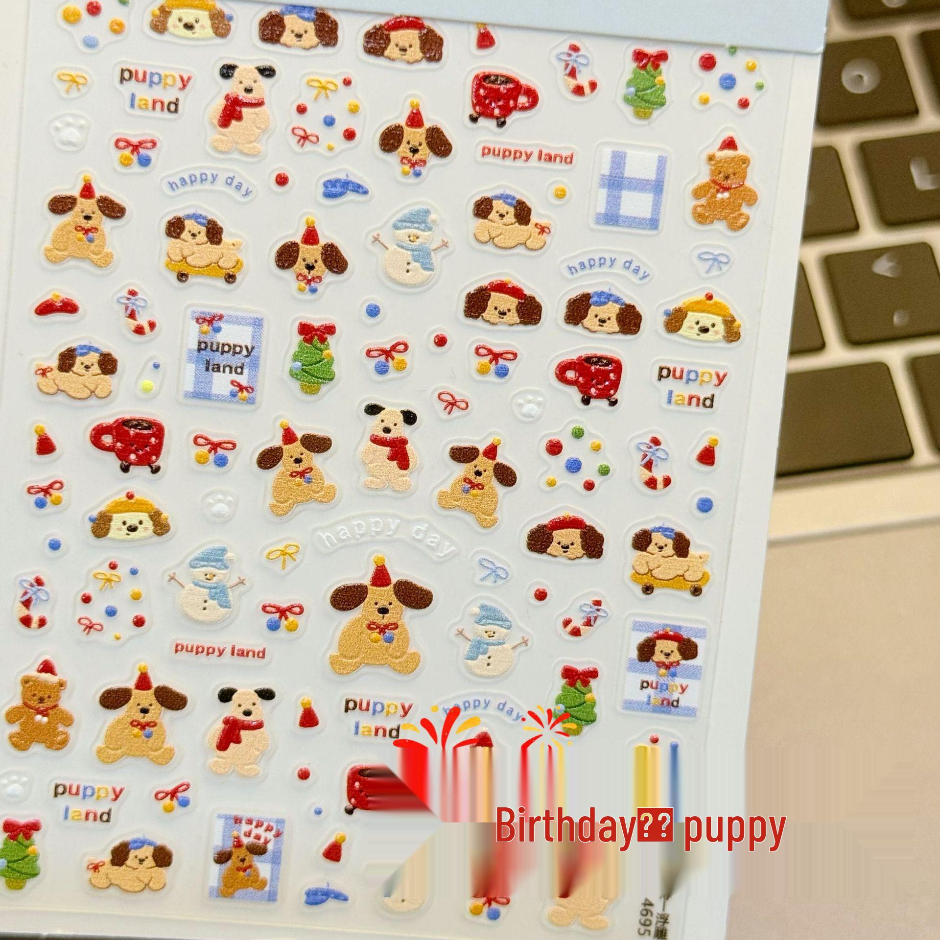 Embossed 3D Cartoon Nail Art Stickers - Cute DIY Graffiti Style