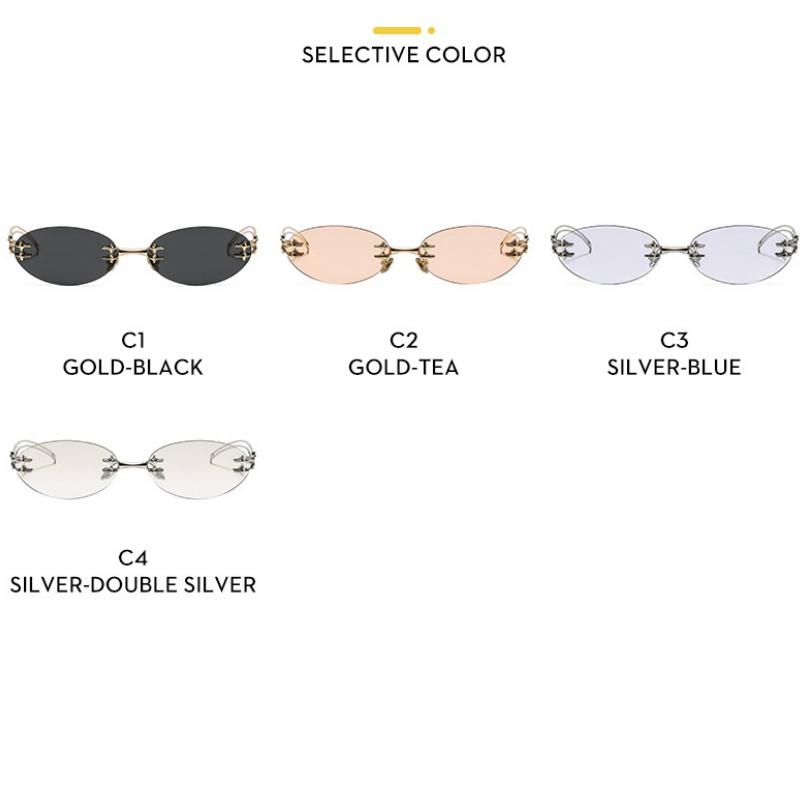 Ladies Sunglasses, Fashion Oval Sunglasses, Frameless Star Sunglasses