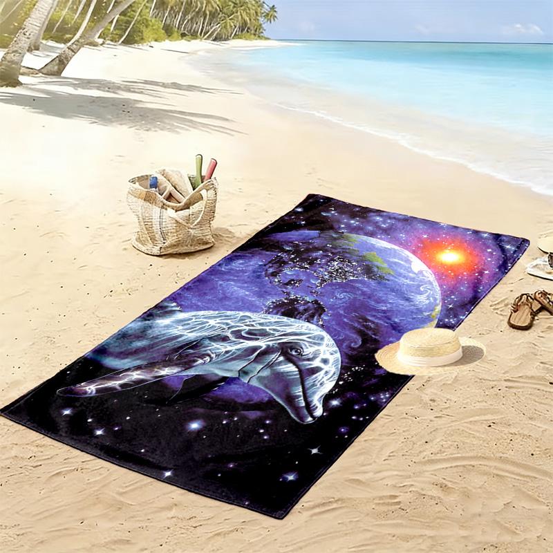 Dolphins Print Beach Towel, Large Soft Quick Dry Towel for Beach Camping Swimming