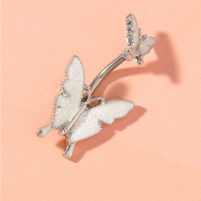 

Кольцо в виде пупка с бабочкой, креативные украшения для пирсинга из эпоксидной смолы белый