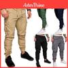 Comfortable Mens Urban Fashion Slim Fit Cargo Jogger Pants In Solid Colors For Casual Occasions