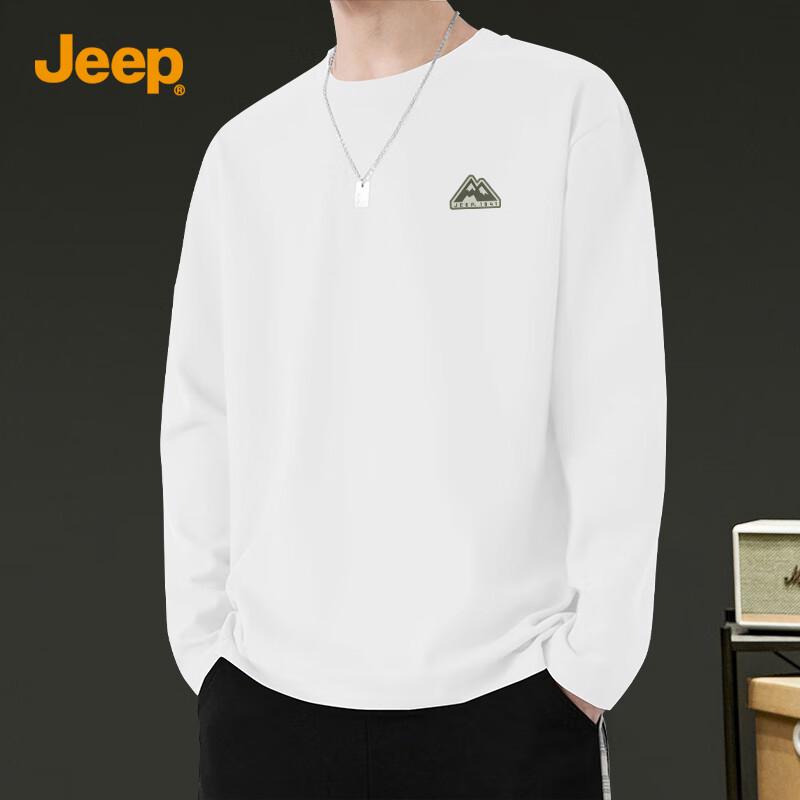 JEEP Men s Pure Cotton Long Sleeve Crewneck T-Shirt L
