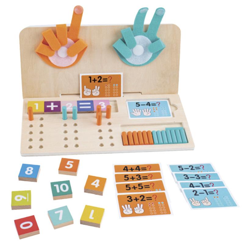 Kids Montessori Wooden Finger Numbers Counting Stick Palm Math Toy Children Counting Educational Toys Toddlers Intelligence Game