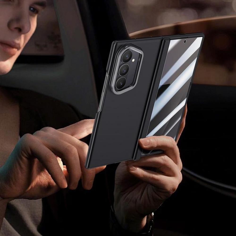 For Samsung Galaxy Z Fold7 5G Magnetic Case Hard PC Phone Cover with Privacy Tempered Glass Film/Lens Kickstand