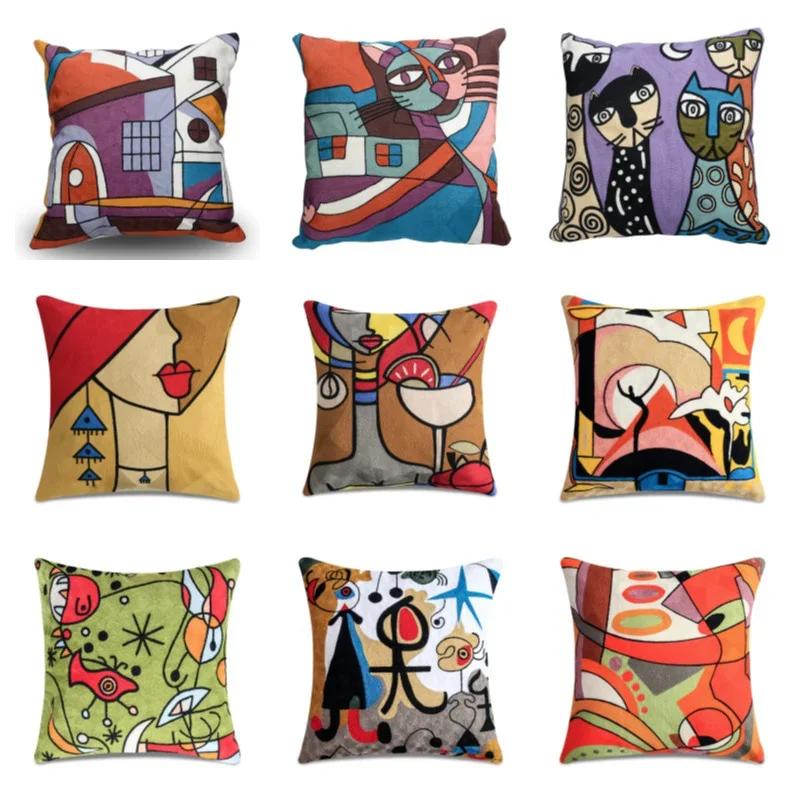 Printed Polyester Picasso Graffiti Art Painting Cushion Cover Cushion Home Decoration Party Car Bedding Sofa