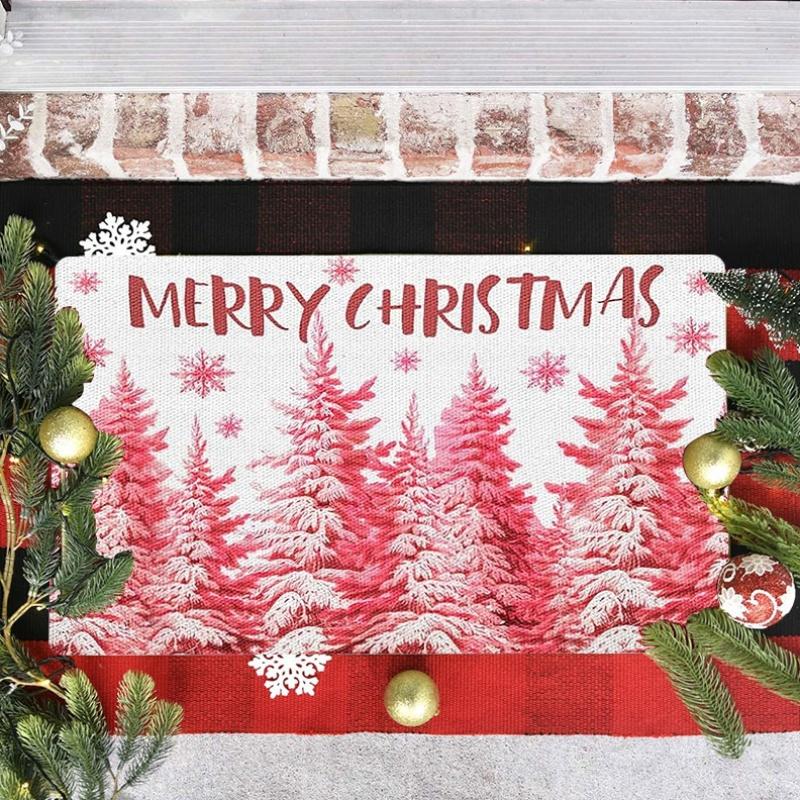 1Pcs Anti Fatigue Kitchen Rugs Snowy Pine Trees Waterproof Non-Slip Thick Cushioned Kitchen Mat Heavy Duty Comfort Standing Mat for Kitchen