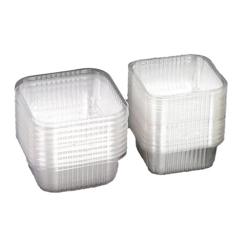 100pcs Square Moon Cake Trays Mooncake Packaging Box Without Cover Food Container Holder Gold Plastic Cake Box For Cookie