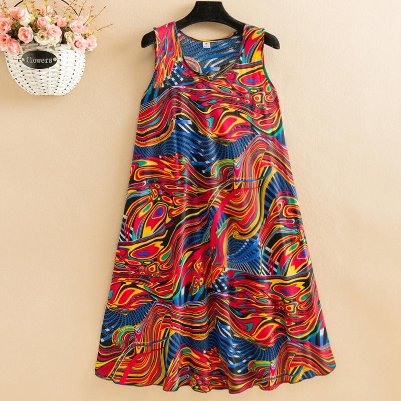 Letnia sukienka bez rękawów damska Oversize luźna długa sukienka z nadrukiem