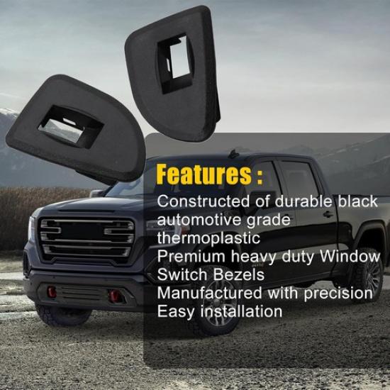 Window Switch Bezels 2PCS Black Rear Left & Right Side Compatible with Sierra Si