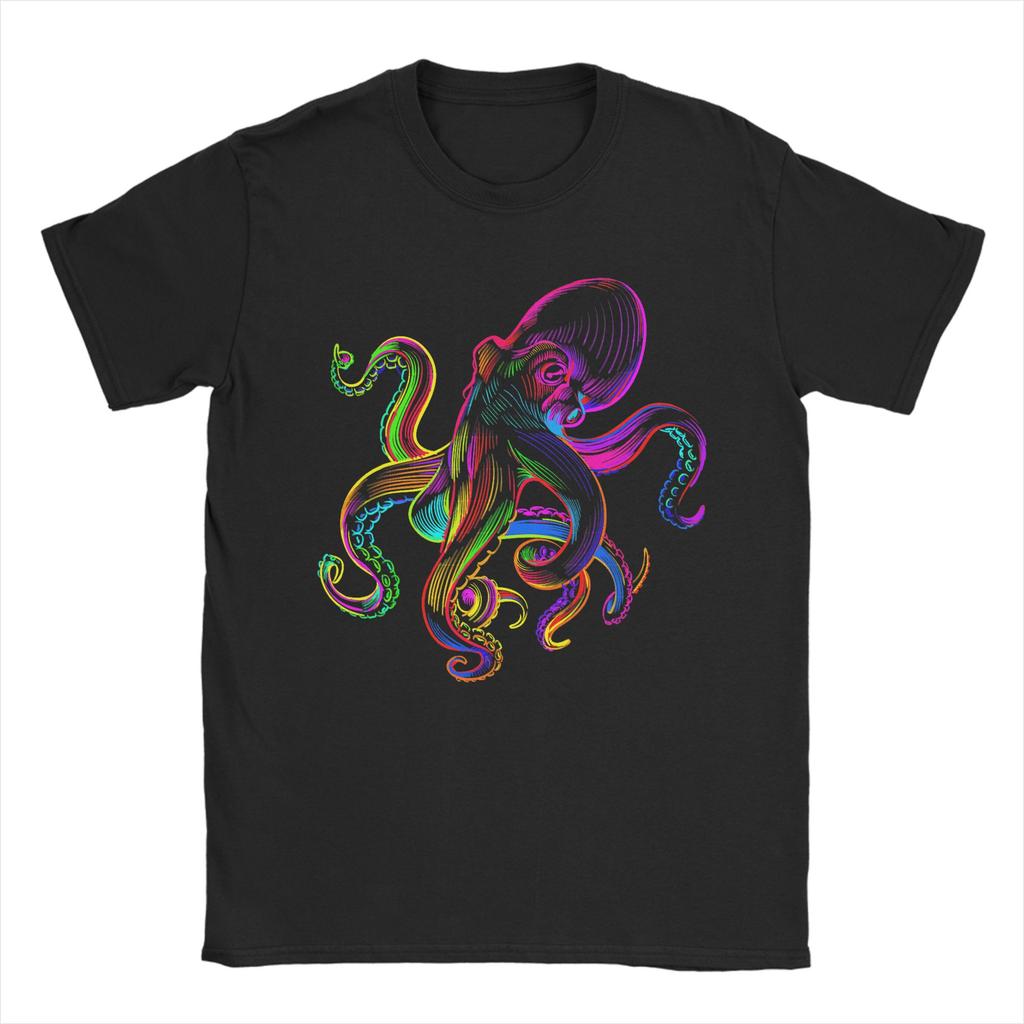Octopus Colorful Scuba Dive TShirt Beach 100 Cotton TShirts For Couple Hip Hop Casual Tee Shirt Short Sleeve Vintage Tees