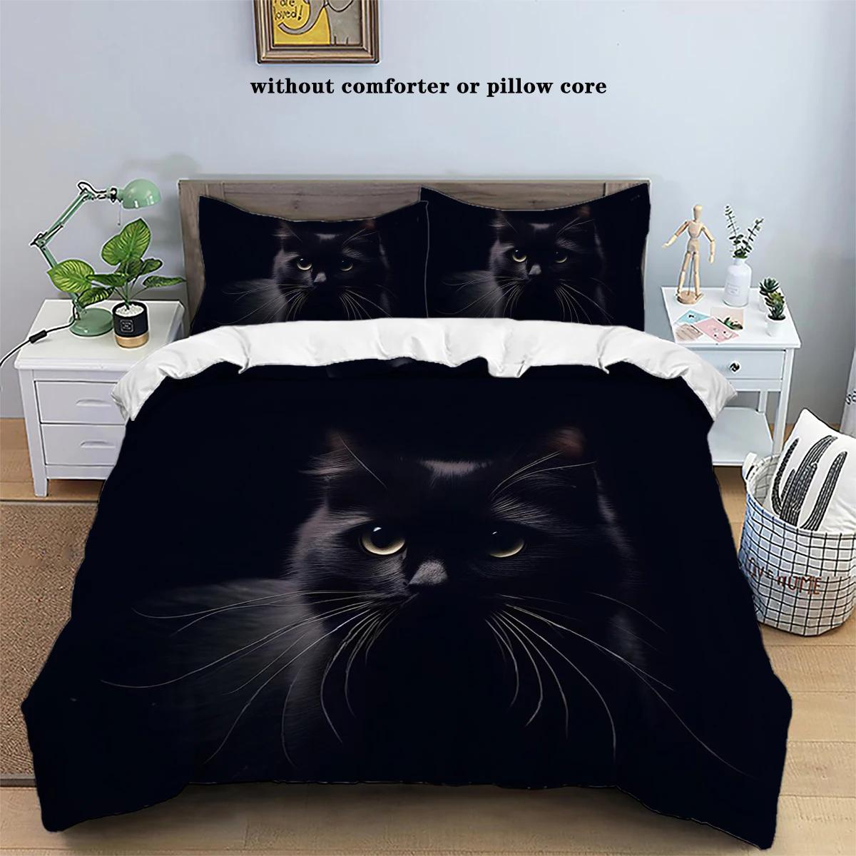 

Animal Gothic Style Bed Sheets Set Black Cat Moon Luxurious Duvet Cover Twin Full Size Comforter Sets Home Decor Bed Linen Set Eu Twin 135x200cm