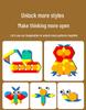 Double-Sided Wooden Magnetic Puzzle & Drawing Board: Tangram & Geometric Building Blocks for Kids' Education