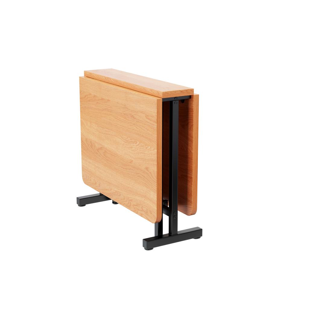 Modern Minimalist Dining Table in Natural Color - Extendable Dining Table 120 cm x 80 cm, Foldable and Storable Table, High-Strength Alloy Support