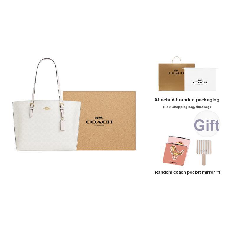 Coach Mollie Classic Logo Coated Canvas Tote Bag Women tote bags Chalk-White CV967-IMXU5