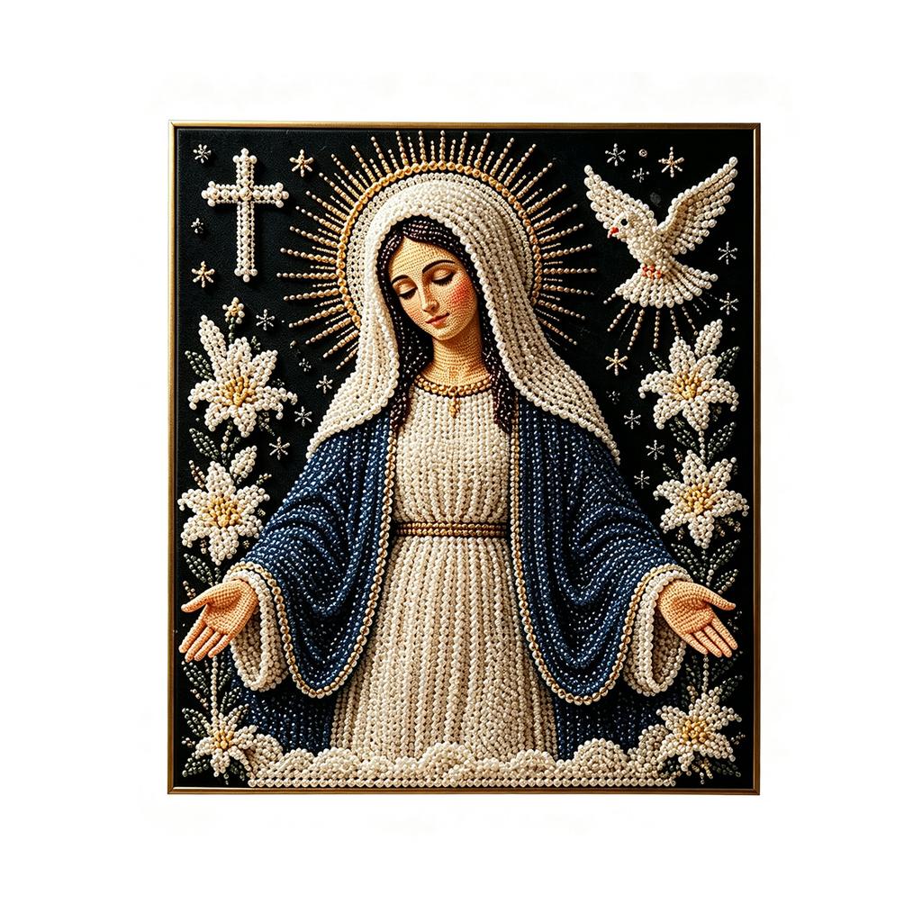 Christmas DIY Art Kit Our Lady of the Miraculous Medal, Creative Gift Holiday Home Diamond Painting Decor