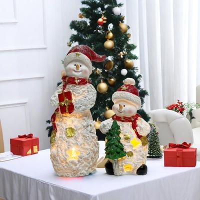 New Christmas Snowman Ornaments Desktop Window Night Light Resin Craft Decoration Gift