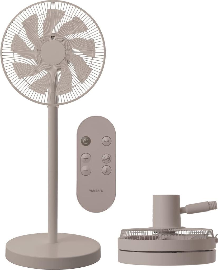 Electric Fan for Living Compact DC Automatic Left and Right 8 Levels of Air Volume Off Timer Remote Control Beige [Yamazen] Room, Storage, Motor,