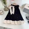 Fashion Sleeveless Princess Dress for Infant Girls Rhinestone Embellished Bowknot Vest Dress Party Casual Toddler Baby Girl Summer Dress