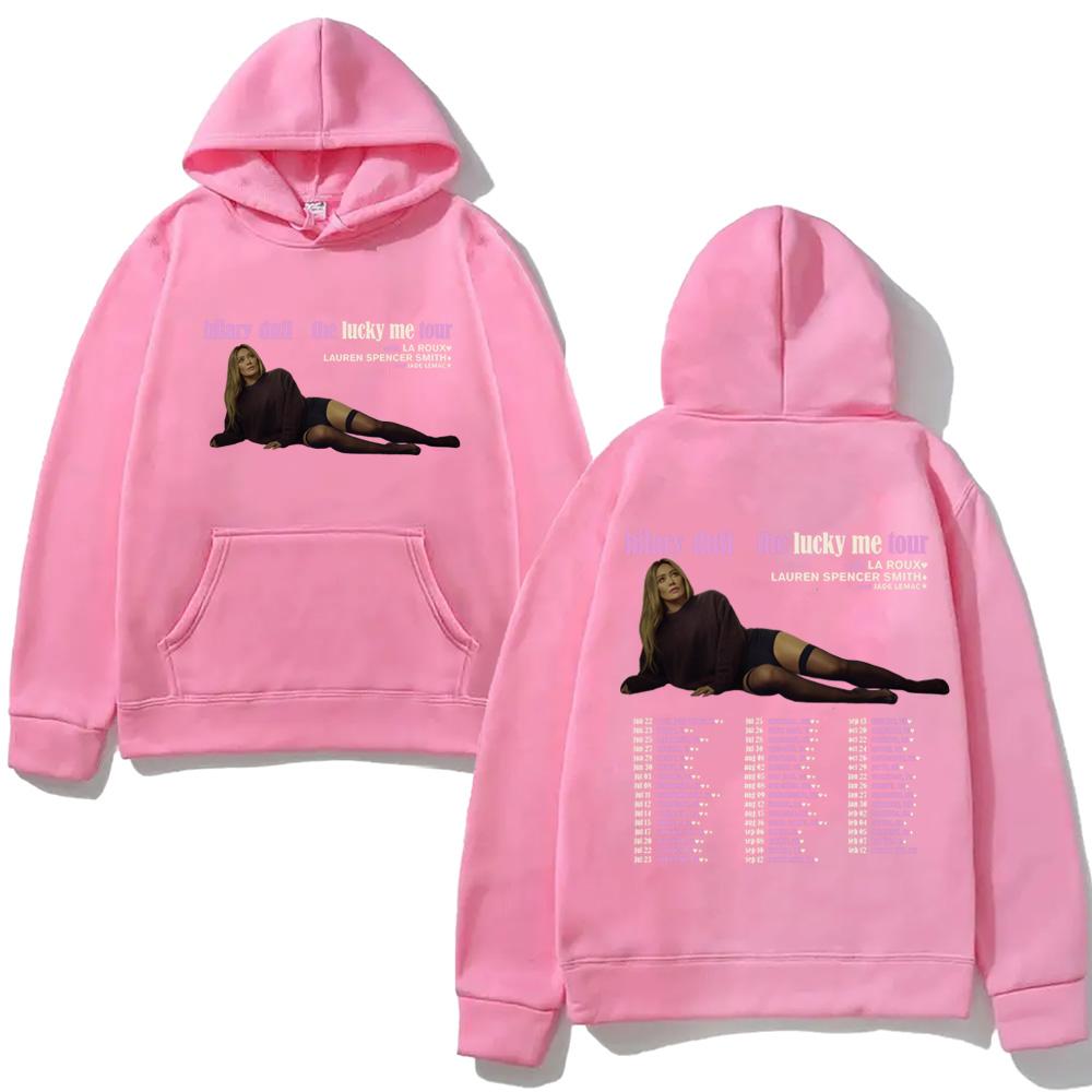 Hilary Duff  Hoodie The Lucky Me Tour for 2026 Hip Hop Graphic Printing Hoody Fashion Classic Soft Punk Hooded Pullovers Fleece
