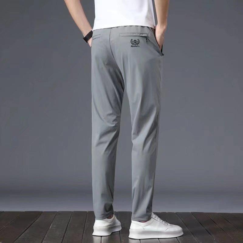 Ice silk casual pants men's 2025 summer new section Korean version slim straight spot wholesale light business trousers