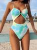 Sexy Röhrenoberteil-Badeanzug für Damen mit Ausschnitt und Batikmuster