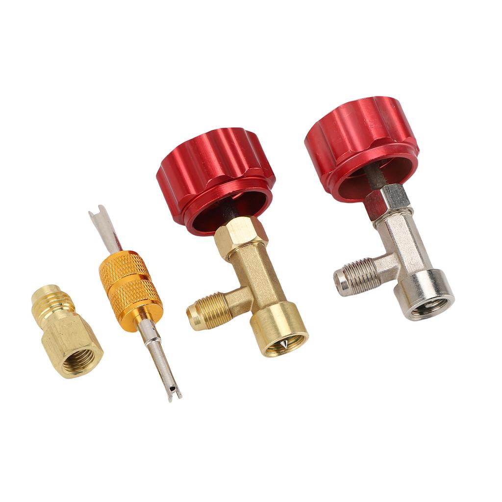 R134a Can Tap Kit Refrigerant Dispenser with Valve Core Remover for Coolant Recharging Car Truck SUV Vehicle Red
