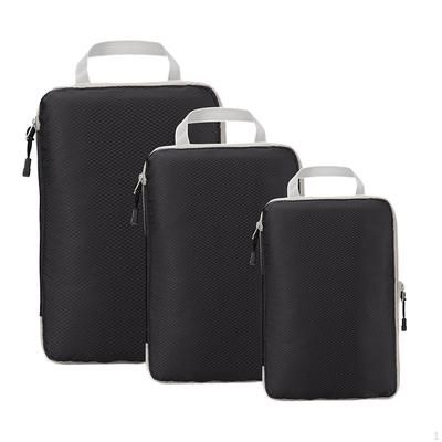 3 Piece Compression Packing Cubes Travel Tote Bags Portable Waterproof Shoe Storage Set