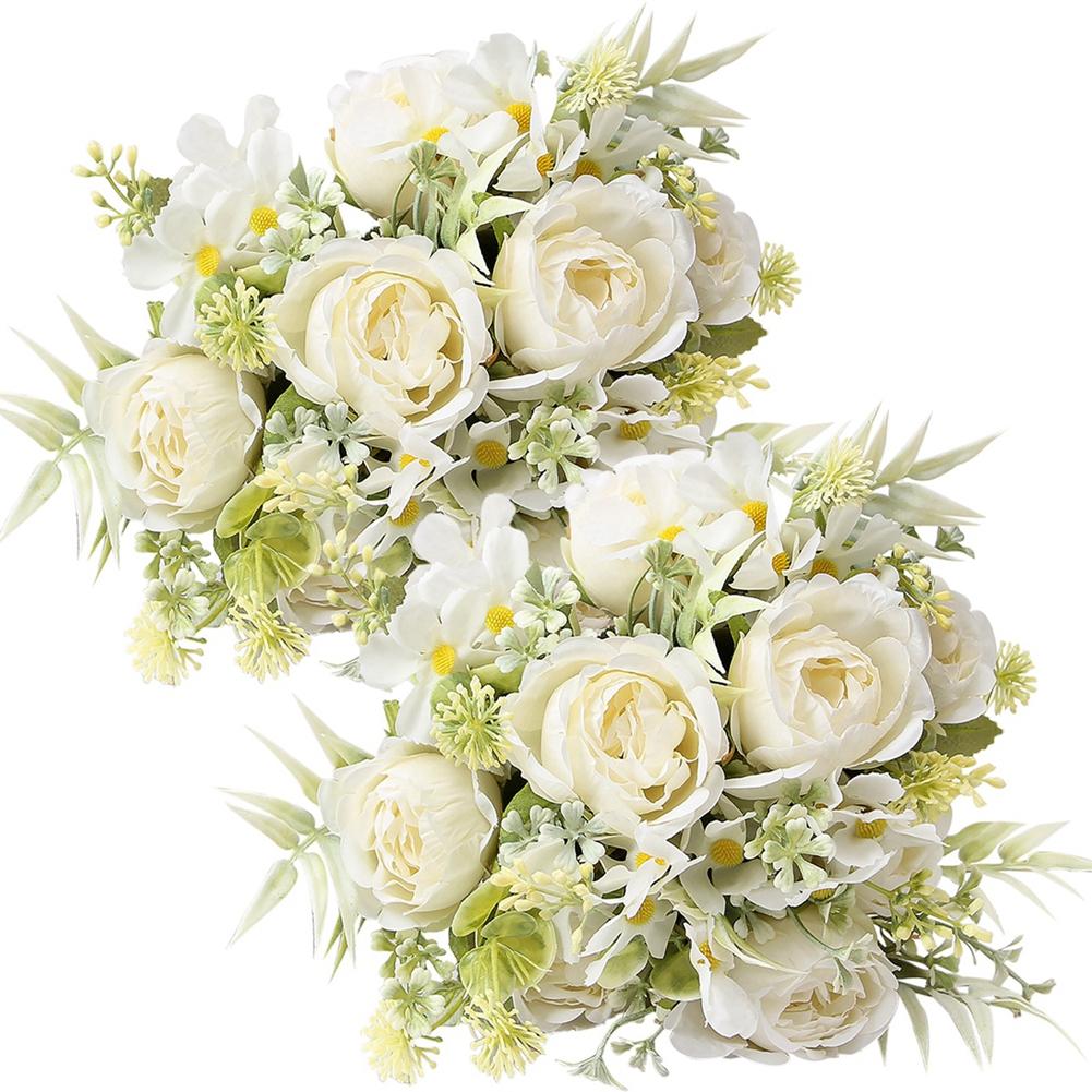 2 Stück künstliche Rosenblumenstrauß falsche Blumen Hochzeitsdekoration für Haus Zimmer Dekoration Blumenarrangement Hochzeitsbraut Dekor