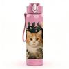 1PC Cat Surrounded By Rose Print 750ml Color Plastic Sports Water Bottle Leakproof Flip Straw Lid Suitable for Sports Office Home Use