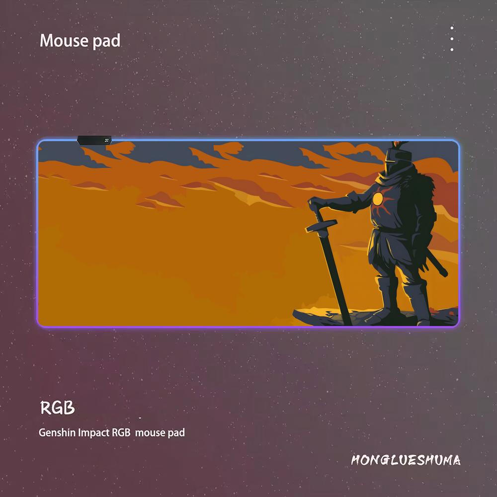 D-Dark SoulsES Mouse Pad RGB Gaming Mouse Pad Desk Mat HD Gamer Large LED Light XXL MousePads