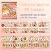 20 In 1 3D Landscape Stickers Featured Food Theme Cartoon Style Collection Stickers Book Die-cut Stacking Scene Stickers
