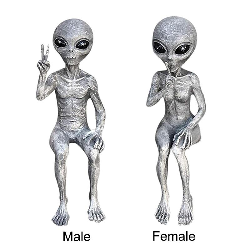 1Pcs Space Alien Statue Skeleton Decompression Gifts Skull Model Body Figure Toy Garden Figurine