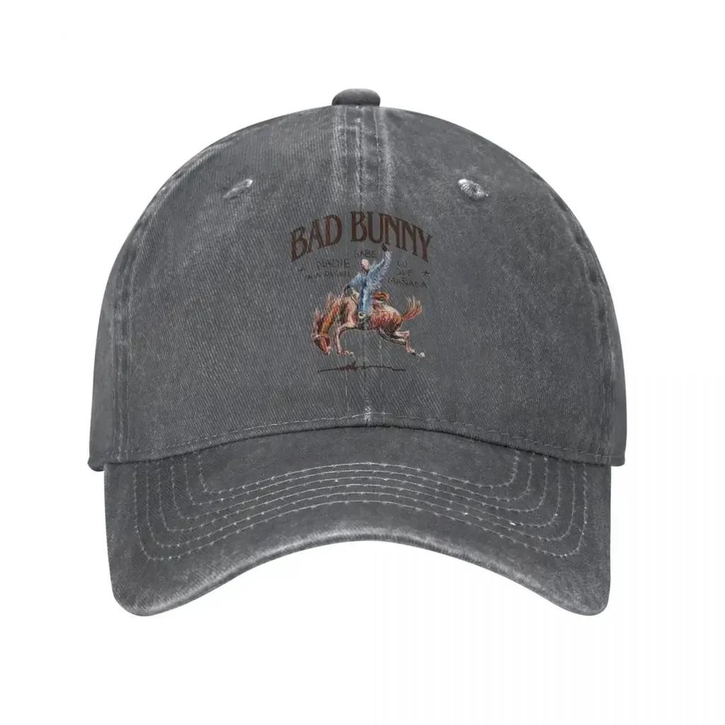 Vintage Bad Bunny Nadie Sabe Album Baseball Caps for Unisex Women Distressed Denim Snapback Cap Most Wanted Tour 2024 Outdoor Cap