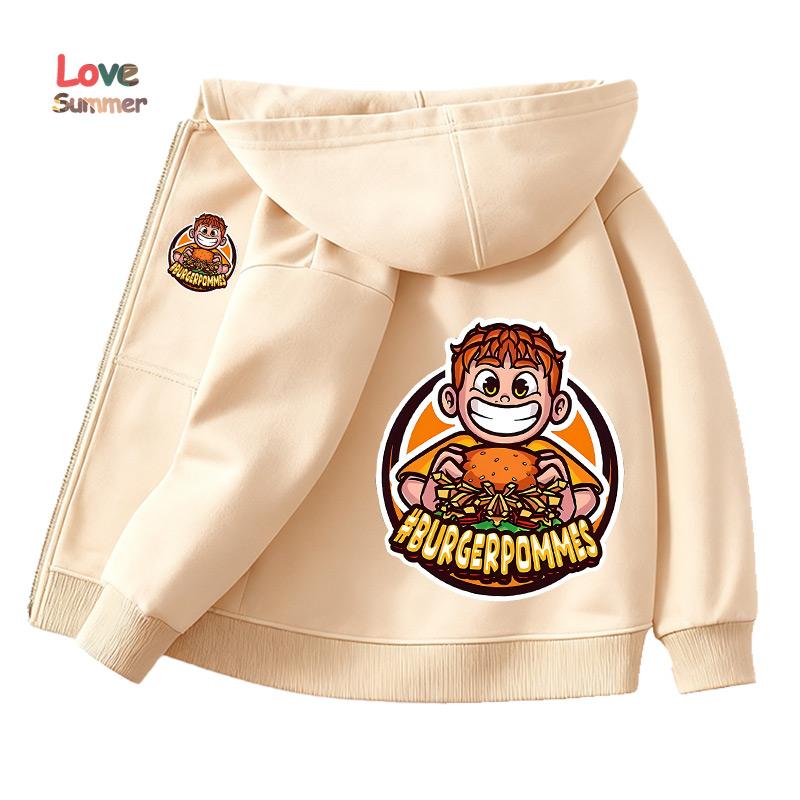 

Burgerpommes Icrimax Child Cardigan Jacket Anime Cartoon Windbreaker Hooded Spring Autumn Casual Thin Top Coat Kid Clothing Gift 110